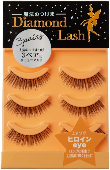 (3 Pairs) DiamondLash Nudith Sweet Series Heroine Eye: Long hair bundles applied to the outer corners of the eyes to shine in the protagonist! *This product comes in 1 box of 3 pairs