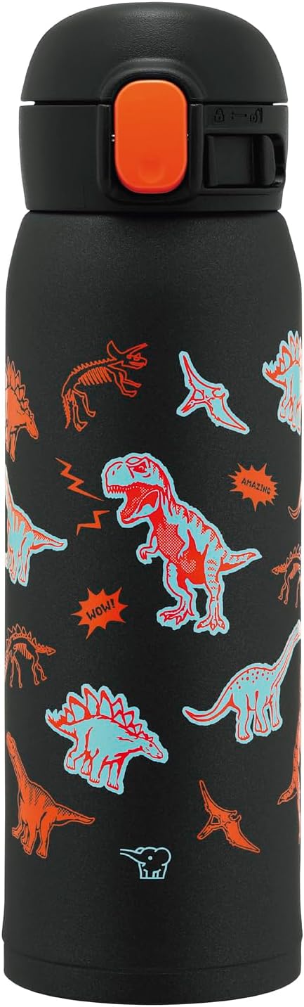 Zojirushi SM-WM48-BA Stainless Steel Water Bottle, For Kids, 16.2 fl oz (480 ml), One-touch Type, Seamless Stopper, Only 3 Pieces, Black