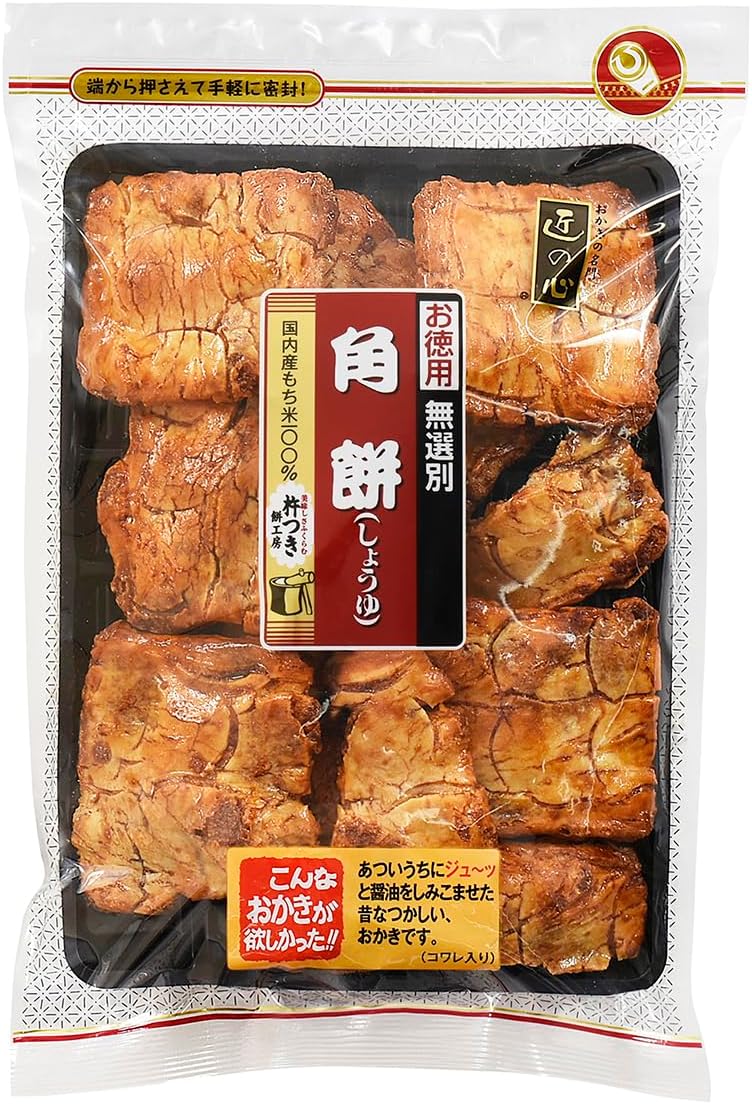 Maruhiko Seika Unselected Square Mochi Soy Sauce, 6.3 oz (180 g)
