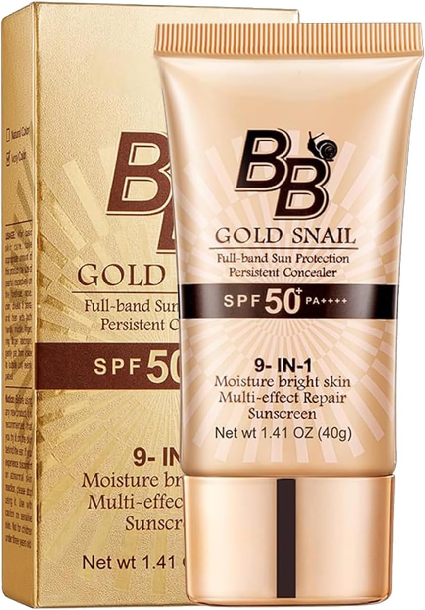 Xnuoyo Sunscreen BB Cream SPF50+ PA+++ Gold Snails BB Cream (with SPF) - Concentrate Makeup, Moisturizing, Coverage - 40g, Protects Skin from UV Rays and Leaves Radiant Skin (Ivory)
