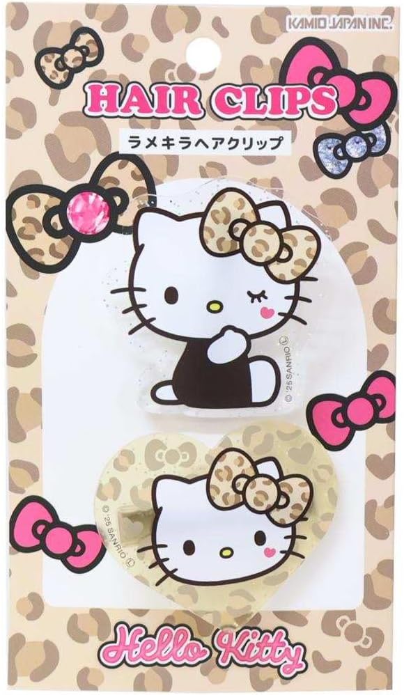 Camio Japan 068895 Hello Kitty Lamé Kira Hair Clip, Brown, Gal Art Big Ribbon