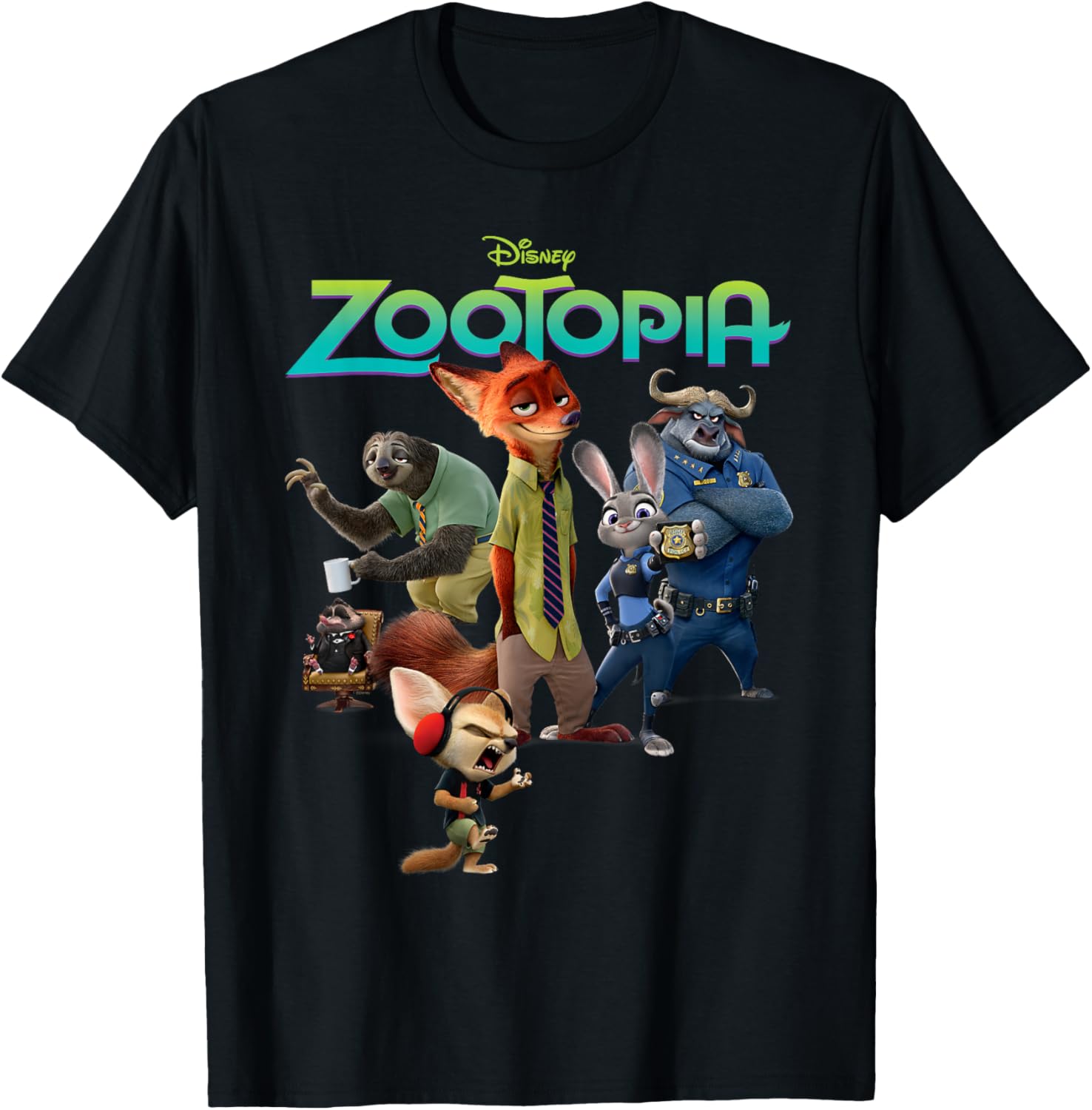 Disney Zootopia - Camiseta con Personajes del Grupo y Logo