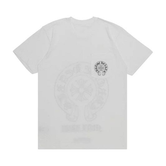 CHROME HEARTS 'MIAMI' WHITE HORSESHOE POCKET TEE