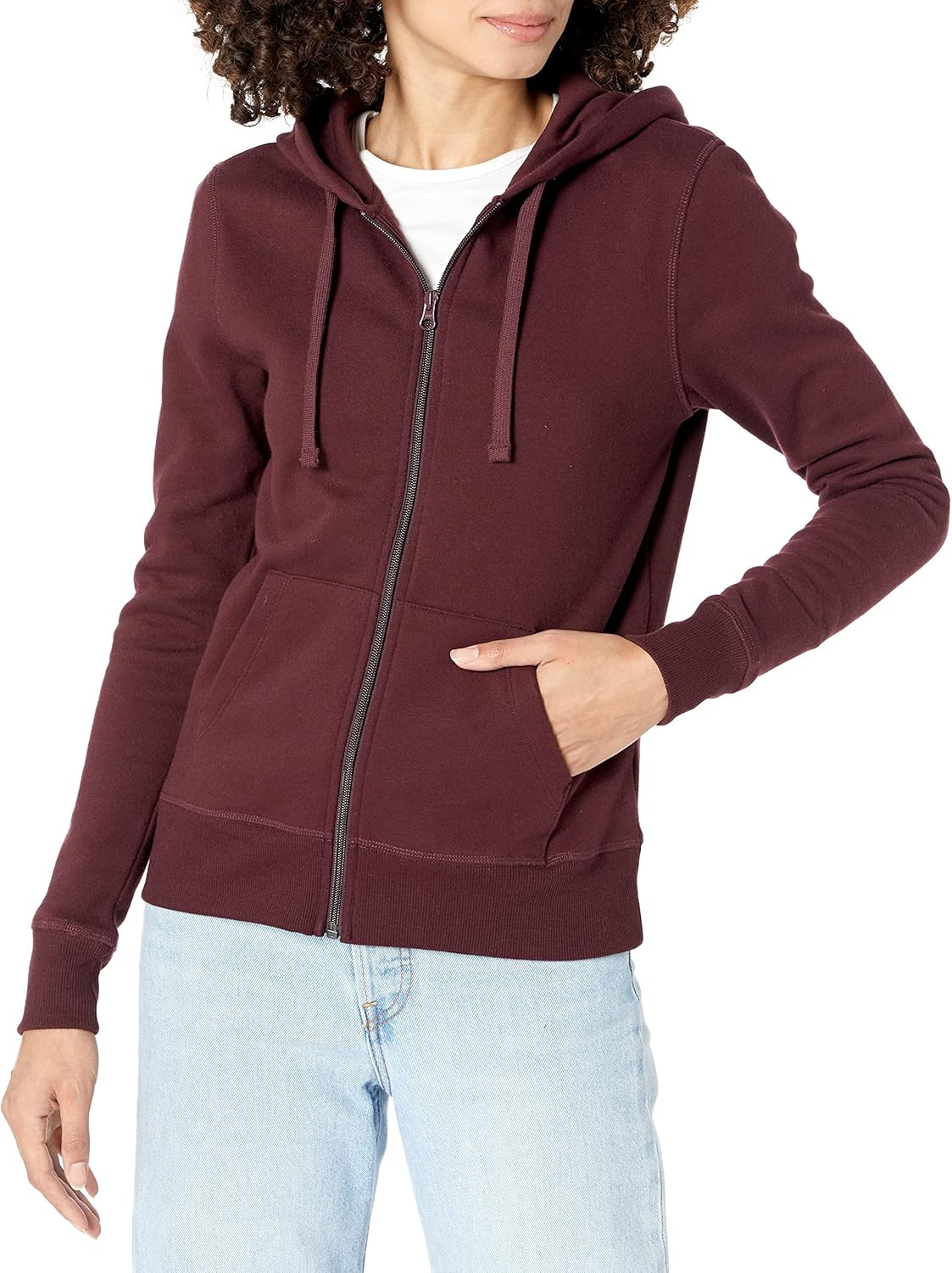 Essentials - Sudadera con capucha de felpa para mujer, con cremallera completa (disponible en tallas extragrandes)