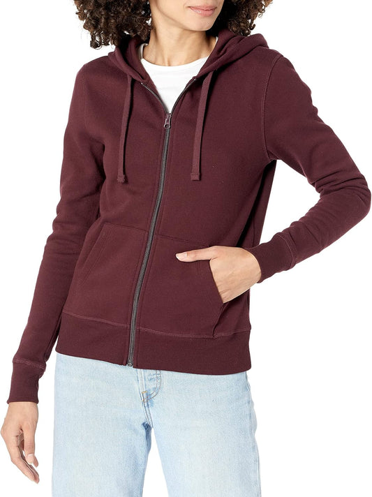 Essentials - Sudadera con capucha de felpa para mujer, con cremallera completa (disponible en tallas extragrandes)
