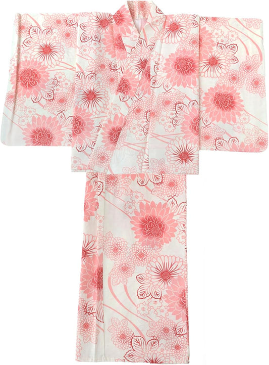 SAKIKU-EN ta-327 Women's Separate Red and Plum Woven Yukata, One Size Fits Most, Easy to Wear for Beginners, Two-part Type, Top and Bottom, Yukata Free, Women’s Summer Festival