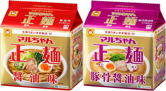 Maruchan Seimen Assorted Soy Sauce Pork Bone Soy Sauce (1 Bag, 5 Servings x 2 Types, Total of 10 Pieces, Ramen Bag Noodles), Instant Noodles (Non-fried Noodles, Soy Sauce, Pork Bone Soy Sauce), Buy