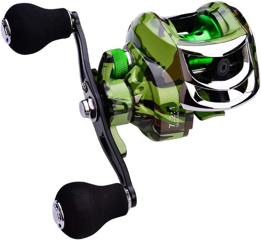 Bait Reel, Sea Bass Fishing Reel, Magnetic Brake, Super Strong, Maximum Drag Force 22.0 lbs (10 kg), Gear Ratio, 7.2:1, Casting, Black