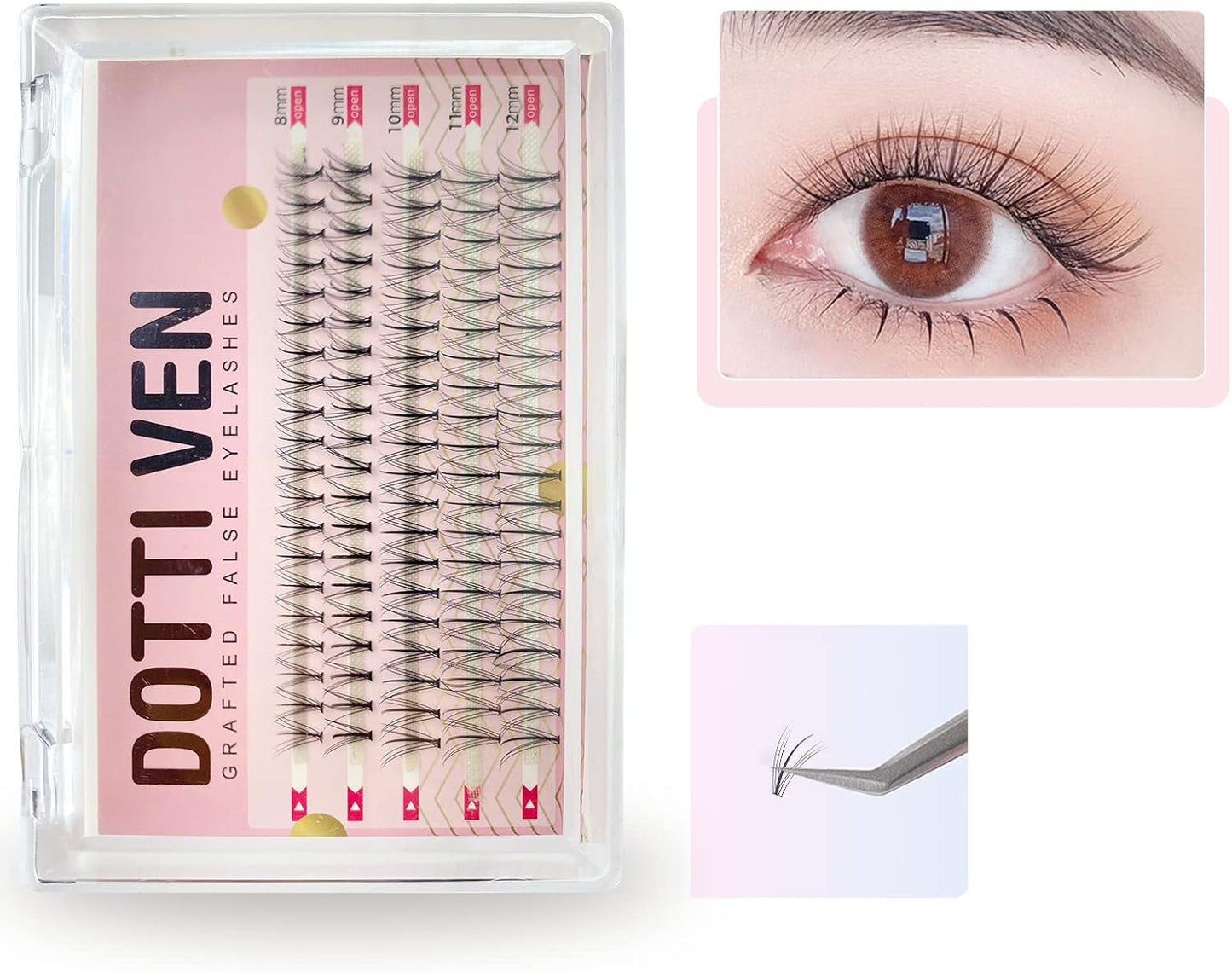 False Eyelash Kit, Part, Bunchy Eyelashes, Ultra Lightweight Hair, Popular, DIY, Long Lasting, Natural, Actress Eyelashes, Eye Makeup, Looks Like Your Eyelashes, Thickness 0.07 mm (0.07 mm)