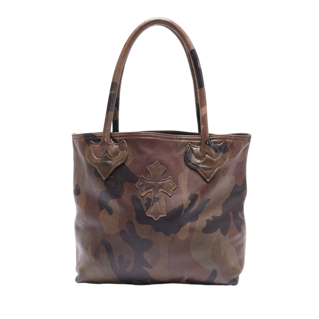 CHROME HEARTS 'LEATHER CROSS PATCH' CAMO TOTE BAG