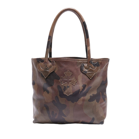 CHROME HEARTS 'LEATHER CROSS PATCH' CAMO TOTE BAG