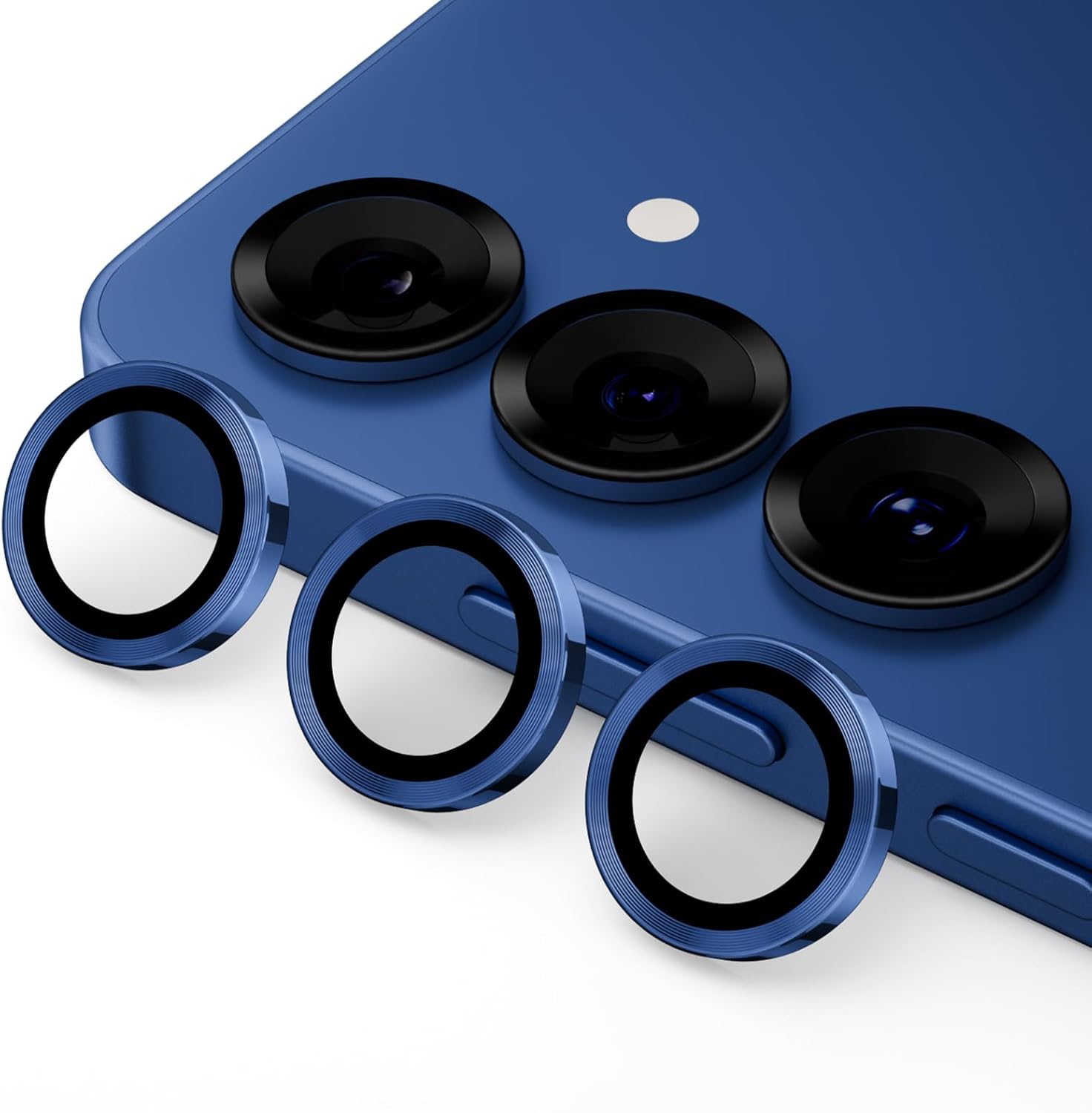 Podick Lens Cover for Samsung Galaxy S25 Camera Film 9H Tempered Glass Aluminum Alloy Scratch Resistant Shockproof Galaxy S25 Camera Protection High Transmittance Black Edge Over Exposure Anti-Shatter