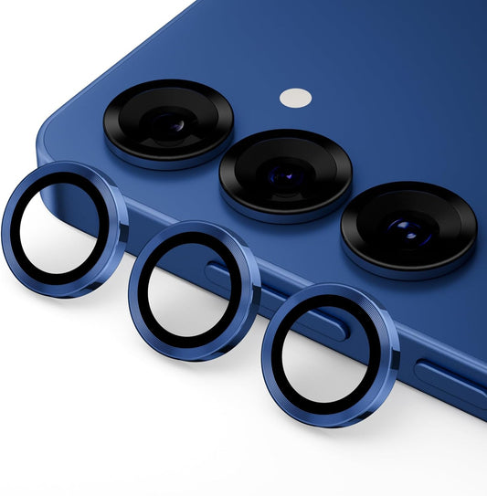 Podick Lens Cover for Samsung Galaxy S25 Camera Film 9H Tempered Glass Aluminum Alloy Scratch Resistant Shockproof Galaxy S25 Camera Protection High Transmittance Black Edge Over Exposure Anti-Shatter