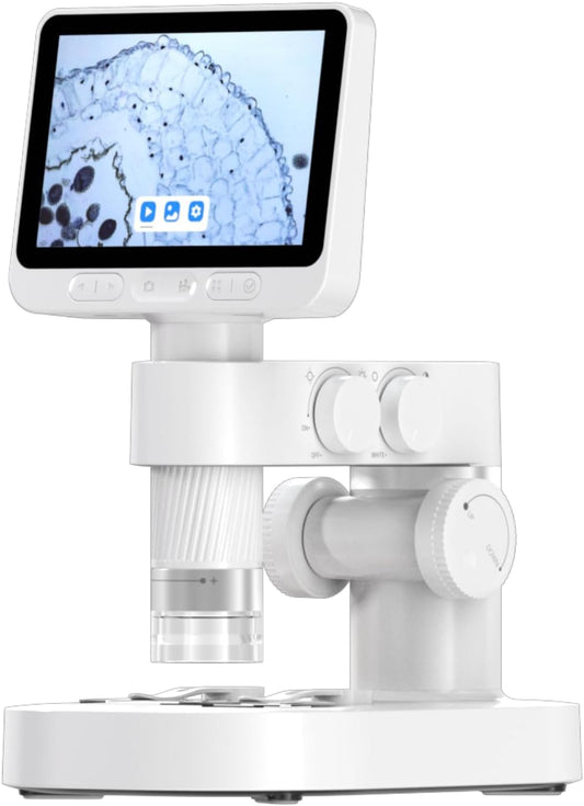 Beaverlab Microscope 1600x Magnification 4.0 Inch IPS Screen WIFI Digital Microscope Staining Function Photography Recording Connects to Smartphone or PC USB Charging LED Light Microscope Skin Pore