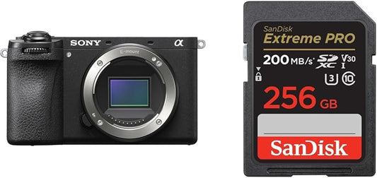 Sony ILCE-6700 APS-C Mirrorless SLR Camera α6700 Body (No Lens) Black (Genuine SanDisk Product) SD Card, 256 GB SDXC Class 10, UHS-I V30, Up to 200MB/s Reading, SanDisk Extreme PRO SDSDXXD-256G-GHJIN
