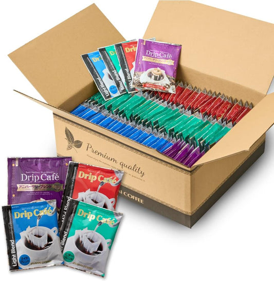 Sawai Coffee Drip Coffee, 4 Types, Assorted, 0.3 oz (8 g), 100 Bags (Popular 3 Types x 30 Bags/Anniversary Blend x 10 Bags) | Bring the taste of a specialty coffee shop at home or in the office