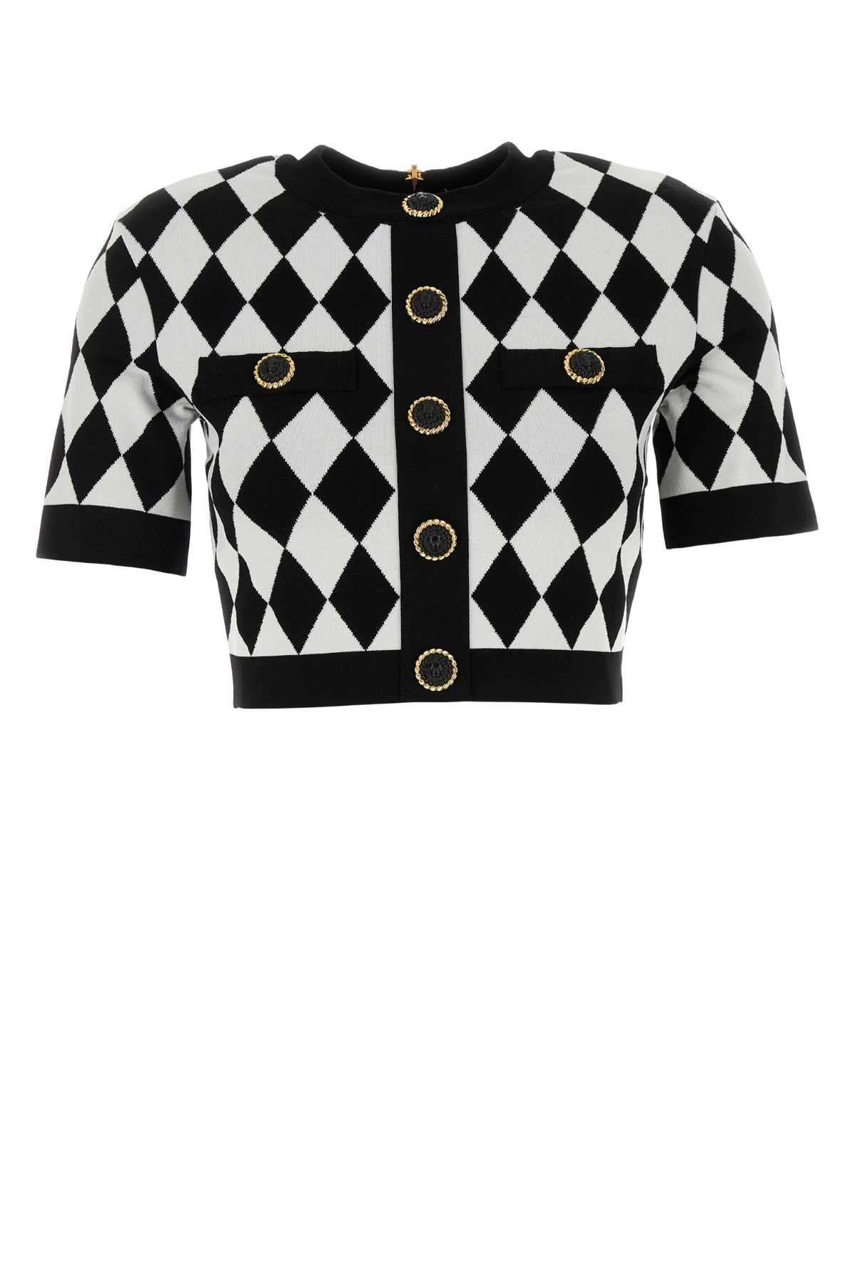 Balmain バルメイン刺繍ビスコースブレンドトップ - Image 1