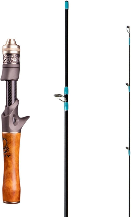 2nd Generation Ultralight Fishing Rod Carbon Fiber Spinning/Casting Fishing Rod High Sensitivity UL Power Solid Wood Handle Solid Top Super Soft Fast Fishing Rod