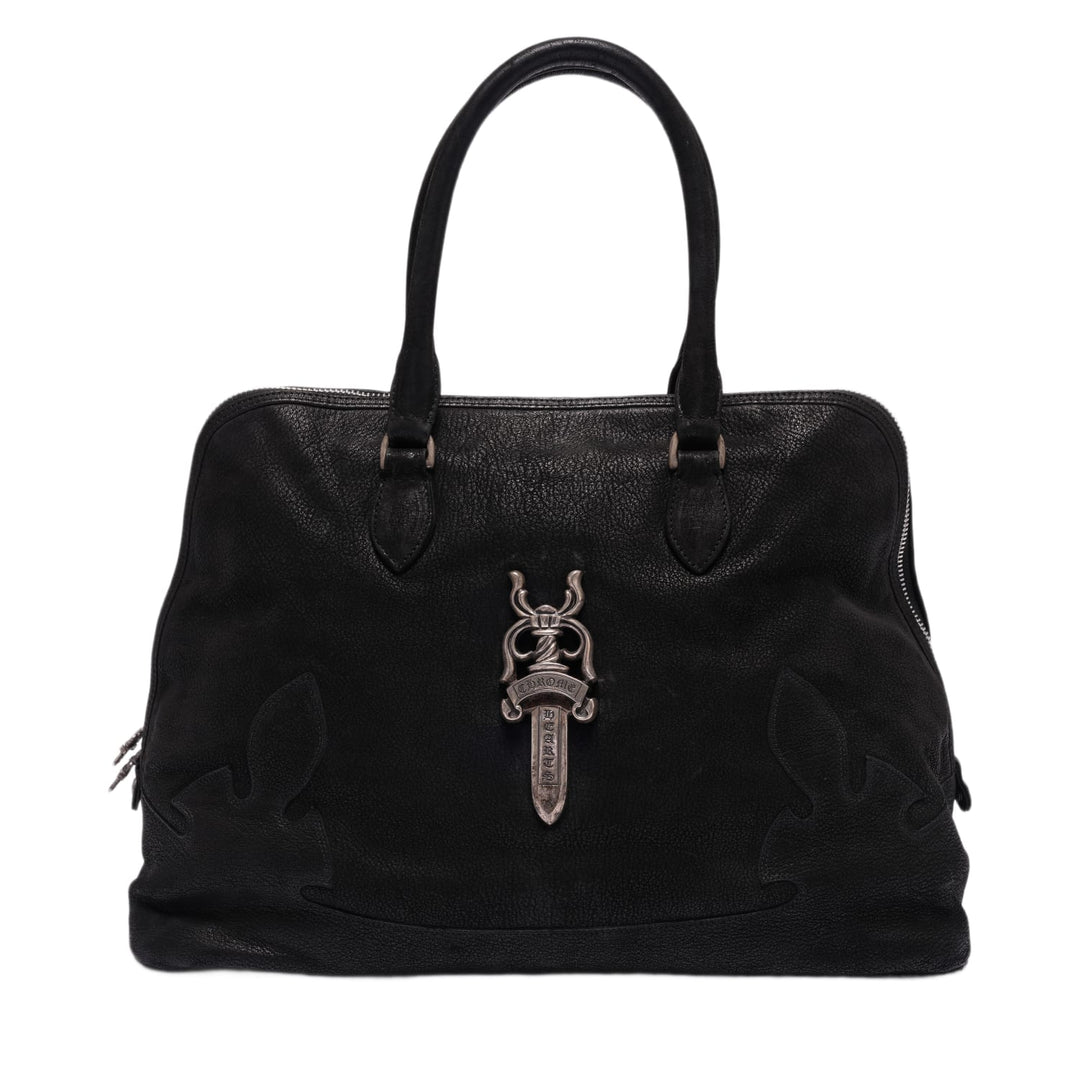 CHROME HEARTS 'XL DAGGER' BLACK NUBUCK BOWLING BAG