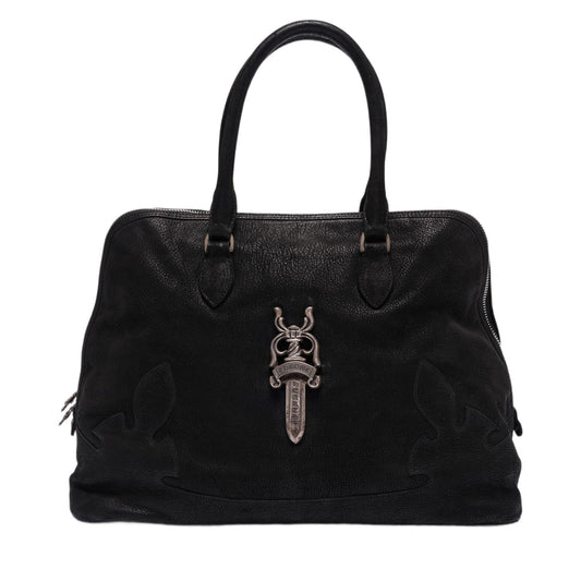 CHROME HEARTS 'XL DAGGER' BLACK NUBUCK BOWLING BAG