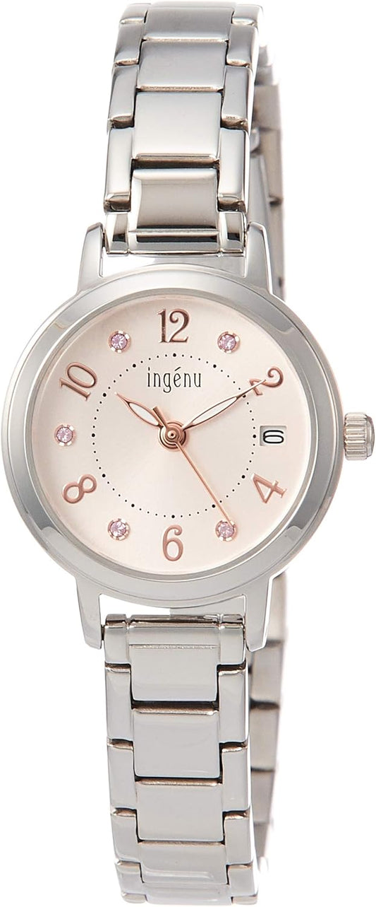 Seiko AHJK445 Women's Watch, Angeline Swarovski, Light Orange Dial, Curved Inorganic Glass, Silver, Dial Color - Orange, Quartz with Swarovski® Light Orange Dial Watch