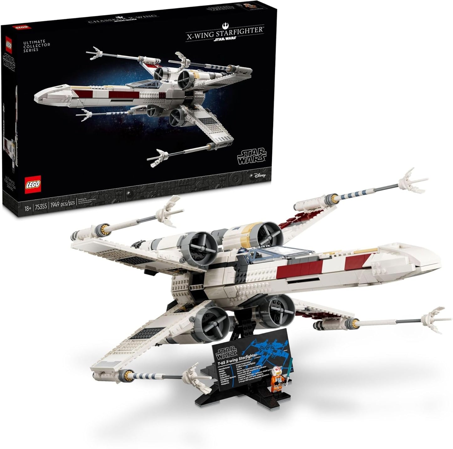 LEGO Star Wars Ultimate Collector Series X-Wing Starfighter Juego de construcción para adultos, Star Wars coleccionable para construir y exhibir con minifigura de Luke Skywalker, divertida idea de