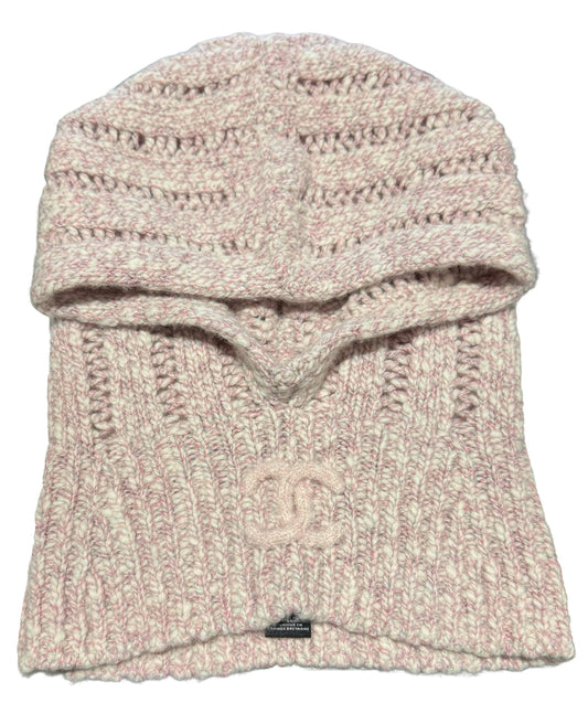 CHANEL 'LIGHT GREY/LIGHT PINK/WHITE' CASHMERE CC BALACLAVA