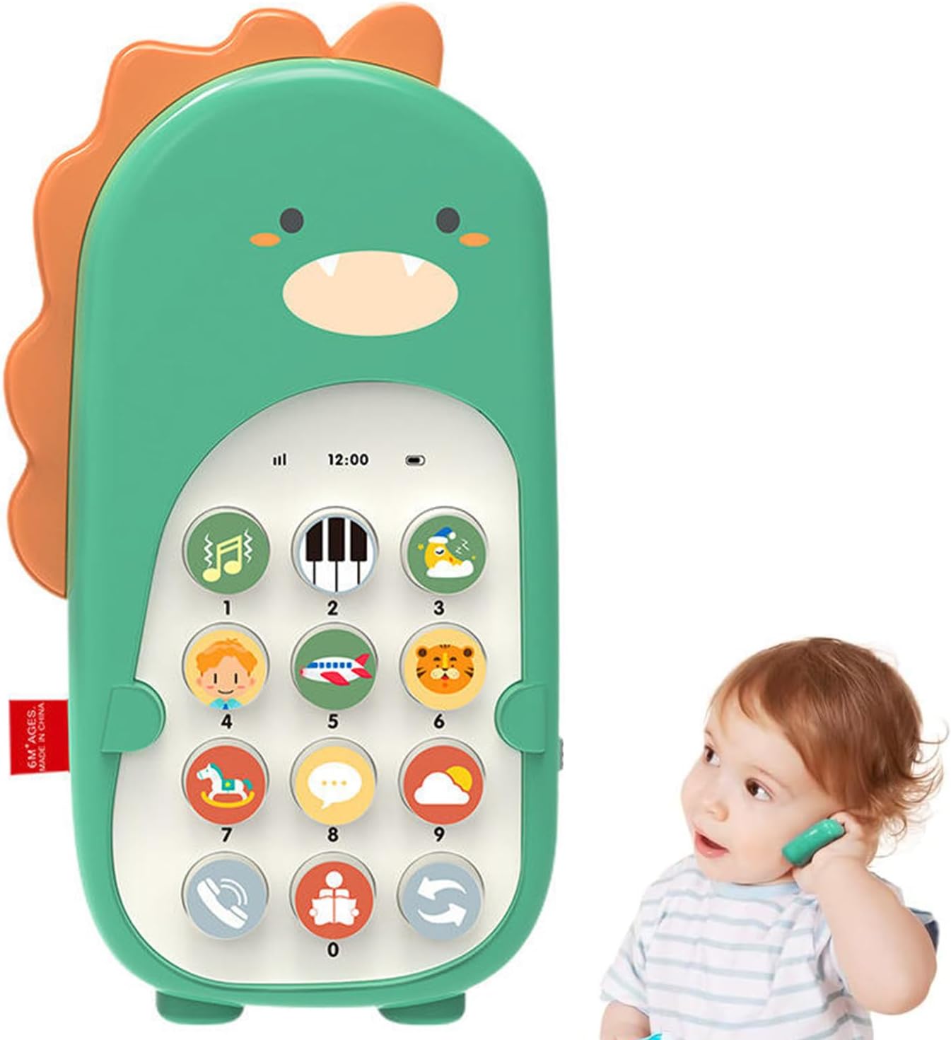 Baby Toy, Educational Toy, Popular, Birthday Gift, Boys, Girls, Smartphone, Mobile Phone, Dinosaur, Multifunctional, Light, Music, English Learning, Japanese Instruction Manual Included (Green)