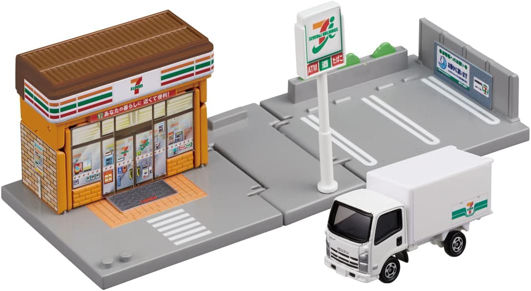 Takara Tomy Tomica Town Seven Eleven (Includes Tomica Set), Mini Car, Toy for Ages 3 and Up, Toy Safety Standards Passed ST Mark Certified, TOMICA