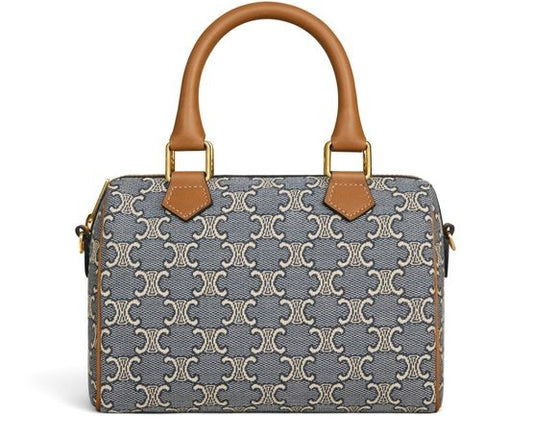 CELINE Small boston in Triomphe jacquard and calfskin - Image 1