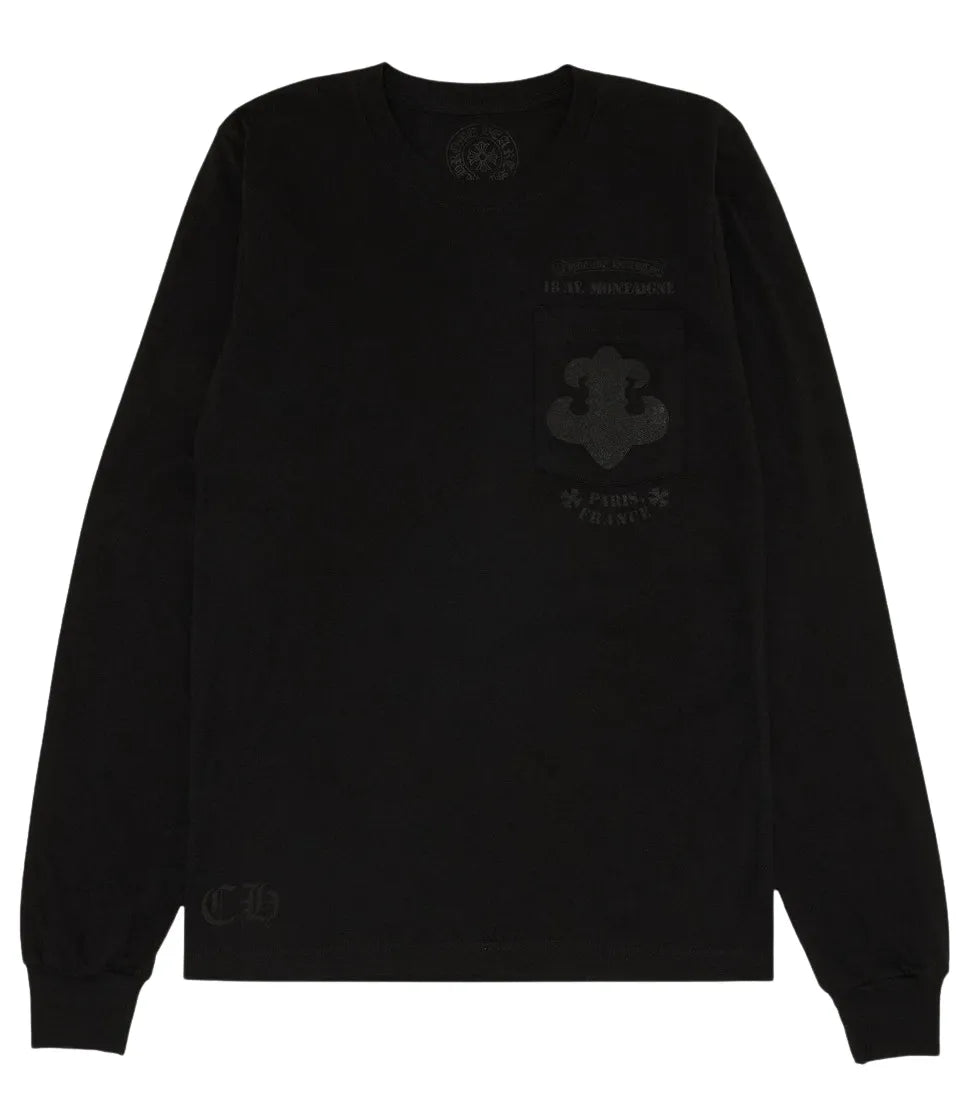 CHROME HEARTS 'PARIS AVENUE MONTAIGNE' BLACK LONGSLEEVE TEE