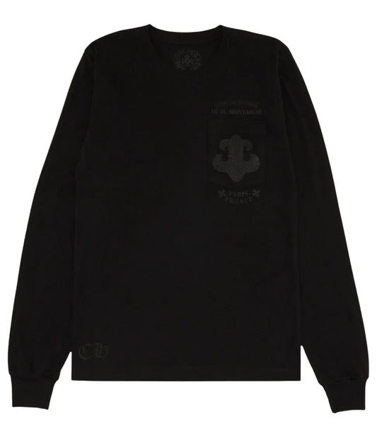 CHROME HEARTS 'PARIS AVENUE MONTAIGNE' BLACK LONGSLEEVE TEE