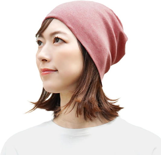 hanahana15 Medical Hat for Sleeping, 100% Cotton, Made in Japan, Organic Cotton, Anti-Cancer Agent, Spring, Summer, Autumn, Winter, Fashionable, Knit Hat, Care Hat, Cute, Washing, Soft, Night Cap