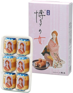 Hakata Woman of 6 Pieces (1 Box) Souvenir, Present, Sweets, Balm Kuhen, Fukuoka Minika