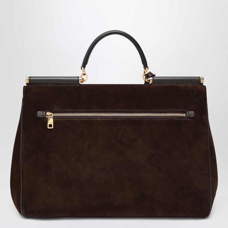 Dolce  Gabbana ドルチェ＆ガッバーナエボニーブラウンスエード大きなバッグ私のシチリア - Image 1