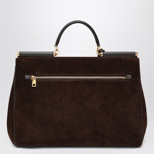 Dolce  Gabbana ドルチェ＆ガッバーナエボニーブラウンスエード大きなバッグ私のシチリア - Image 1