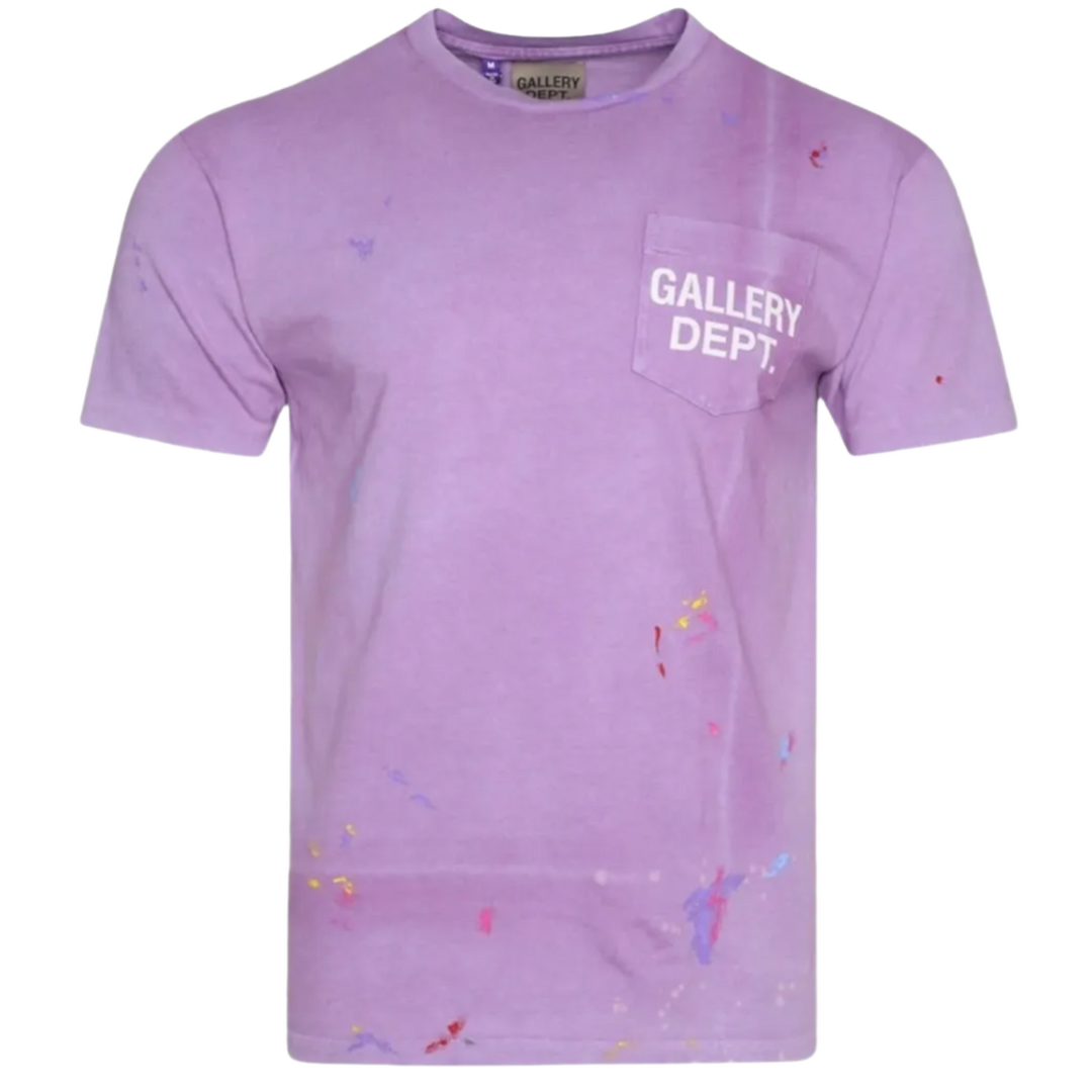 GALLERY DEPT. 'PAINT SPLATTER' PURPLE POCKET TEE