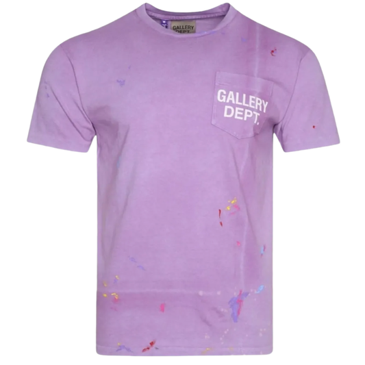 GALLERY DEPT. 'PAINT SPLATTER' PURPLE POCKET TEE