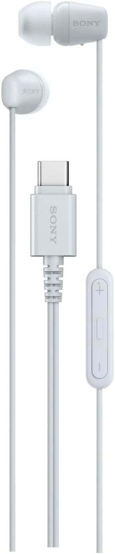Sony IER-EX15C WZ White / Type C / Earphone / Type C / Earphone / Wired / Balanced Sound Quality / Small / Remote Control / 4 Colors / Microphone / Phone Call / Clear Sound Quality / Cord Length 4.9