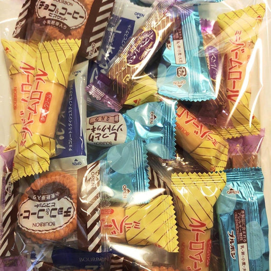 Variety Assorted Bourbon 10.9 oz (283 g), 32 Pieces of Popular 6 Types (Moist Soft Cookies, Alfort, Mini Balm Rolls, Mini Remando, Chocolate & Coffee, Total 32 Pieces) Commercial Use, Individual