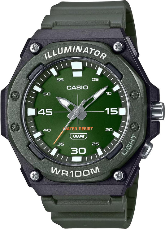 Casio MW-620 Series Standard Analog Quartz Wristwatch with LED Light, Green MW-620H-3AV