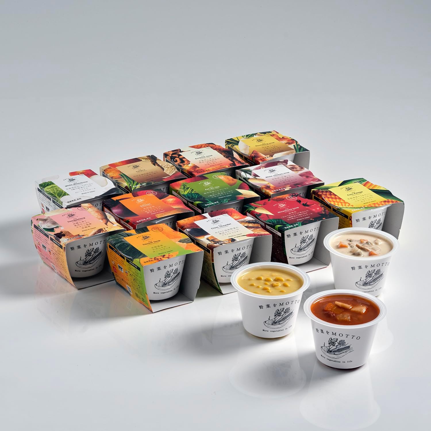 MOTTO Vegetable Soup, Set of 12 (Left or Home Use), Retort, Storage at Room Temperature (1 Minute in Microwave / Domestic Vegetables)