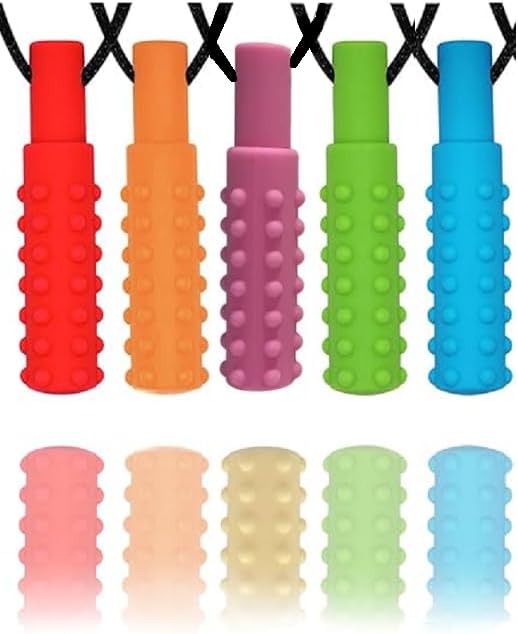 Chew Chew Chew Necklace 2 Pack Chew Necklace for Autism, ADHD, SPD, Panic Disorder Silicone Chew Necklace Toy Anxiety Fidget Relief