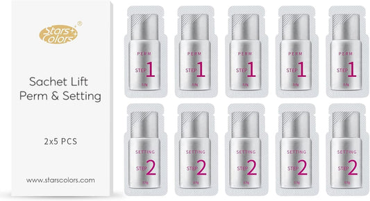 5 Sets [1 Liquid 2 Liquid Separating Eyelash Perm Liquid Self Applying Eyelash Perm for Rod or Clip On Portion Pouches Disposable Professional