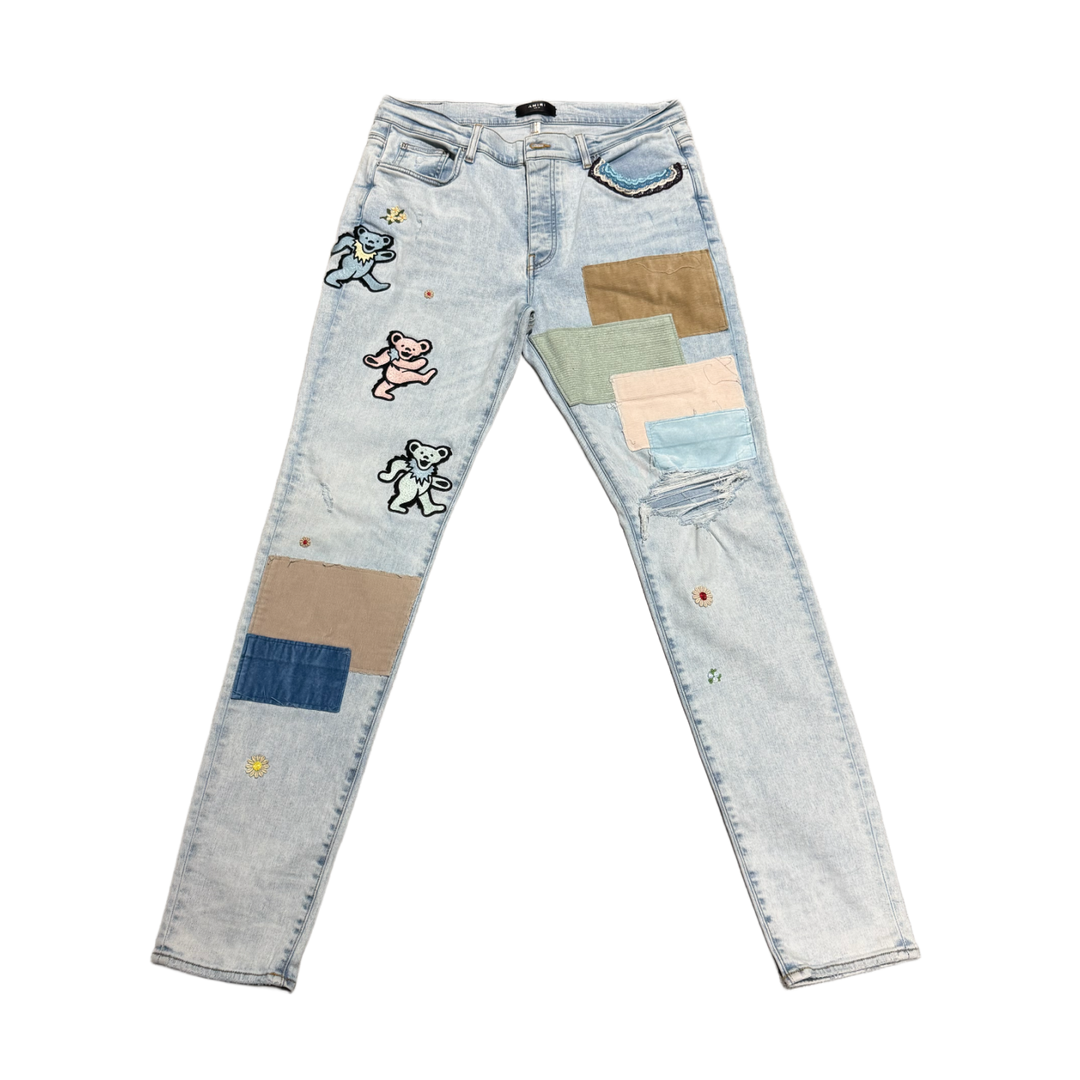 AMIRI X GRATEFUL DEAD 'BLUE' SKINNY JEANS