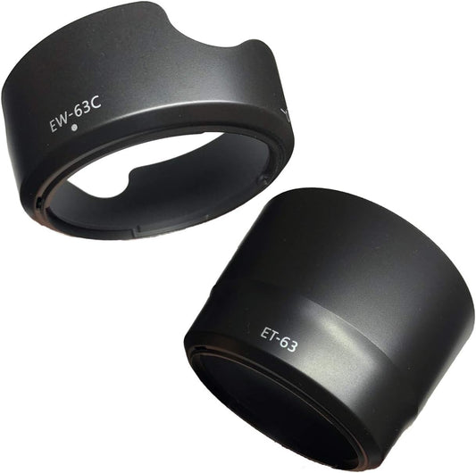 Canon Compatible Lens Hood for EOS Kiss X10 X9i X9 X8i X7i 9000D 8000D 80D 70D Double Zoom Lens Kit [ EW-63C & ET-63 2 Pack ]