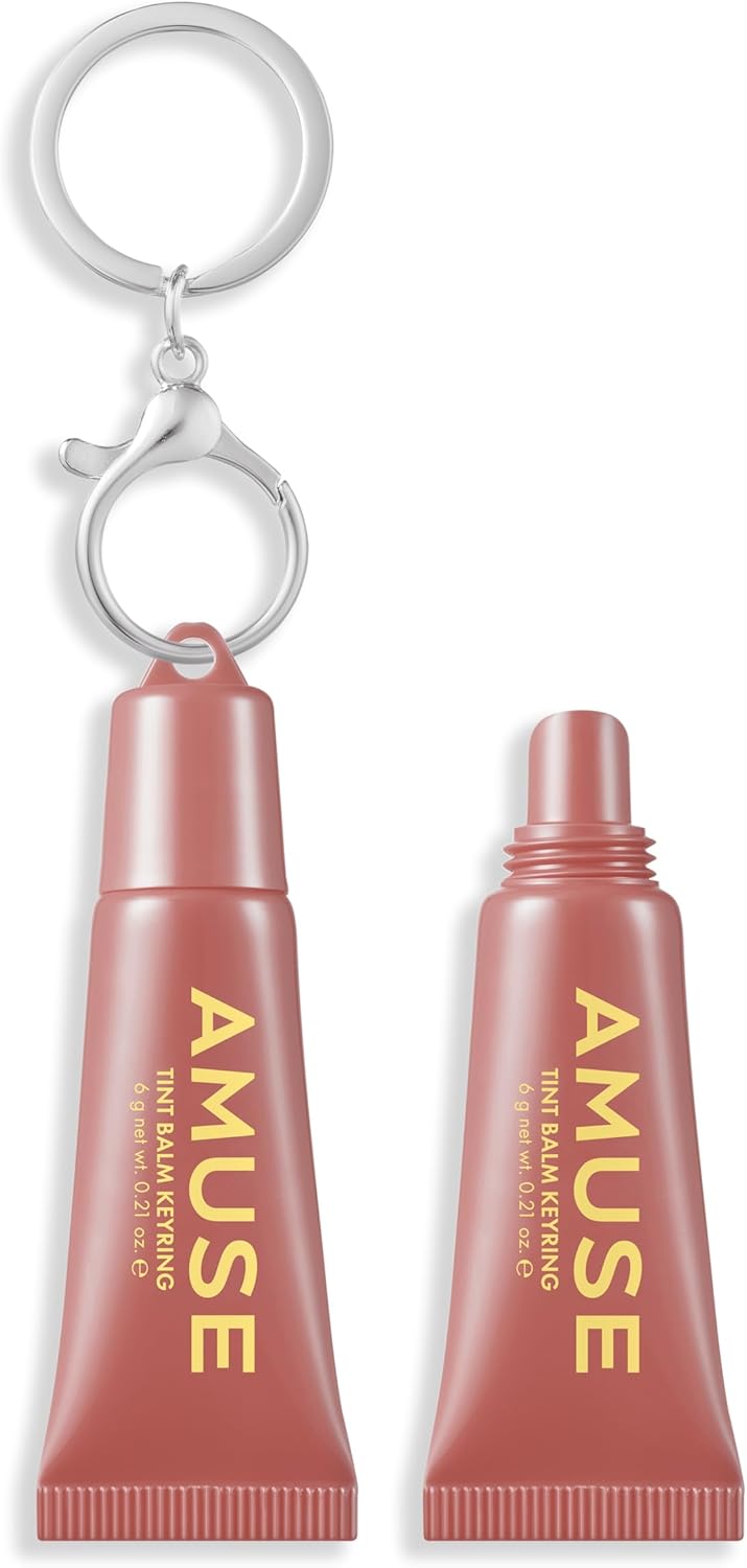 AMUSE Official Care Tint Balm Key Ring, 10 Colors, 08 Nut Mocha, 0.2 oz (6 g)