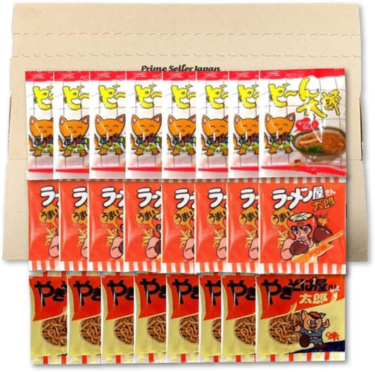 Kado Don Taro Ramen Taro Yakisoba Taro 3 Types x 8 Bags, 24 Bag Set, PSJBOX Assorted Dagashi