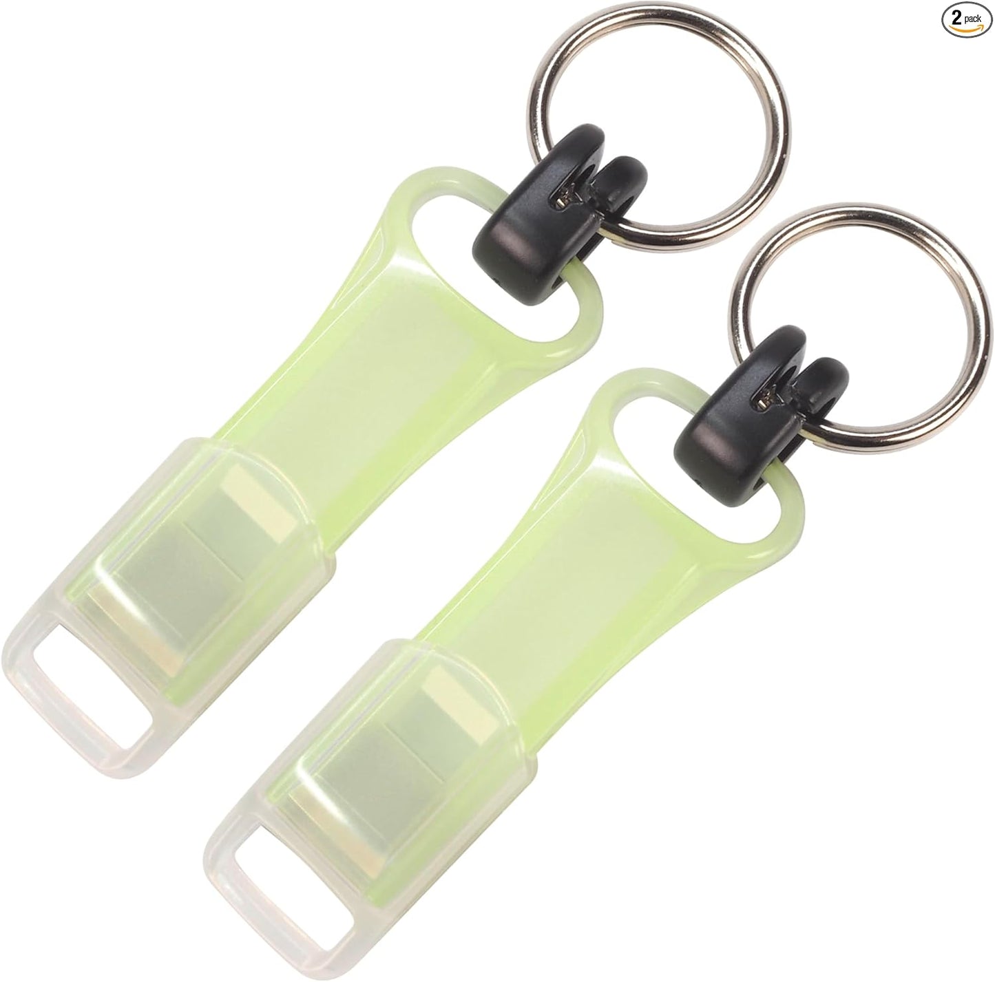 Mono House Safety Whistle Key Ring [Glow in the Dark and Cap Included] Made in Japan (1 Set of 1, 2 x 2, 5 Set of 5)