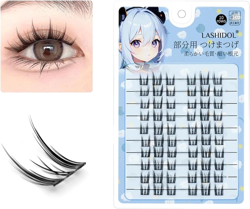 LASHIDOL Large Capacity Partial False Eyelashes, Partial False Eyelashes, False Eyelashes, Parts, False Eyelashes, Natural, False Eyelashes, Non-Barred False Eyelashes (10rows-CatElf)